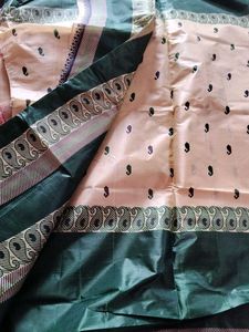PAPER Cotton Green & Cream Saree