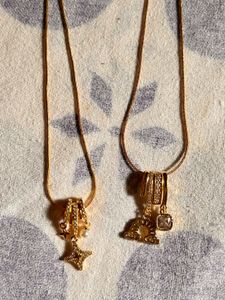 Amira jewels Two Gold Tone Pendant Necklaces