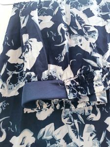 Navy Floral Print Plazo for women size XXL