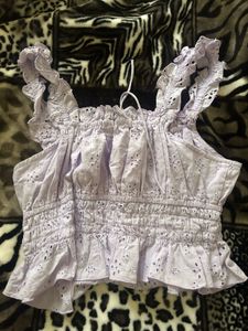 Cute Lilac Eyelet Crop Top
