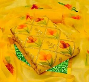 Yellow Floral Kurta dress materials