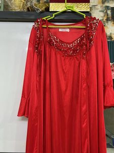 luxury wedding Red Satin Nightdress with shrug
