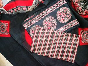 Stylish Black & Red Ethnic Ajrak reyon dress summe