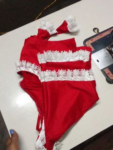 Red Lace Trim Outfit