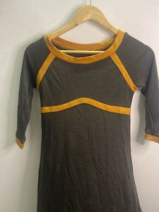 Chic Dark Grey &amp; Ochre Dress