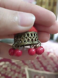 Combo Of Golden Oxidized Earrings, Oxidized Jhumki, Leather Bangle And Red Jhumki