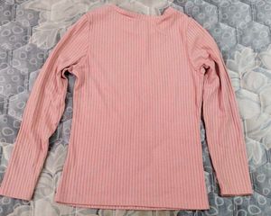 Pink Ribbed Long Sleeve Top