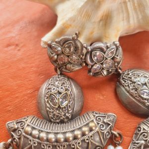 Stones And Pearls Studded Large Replica Chandbali