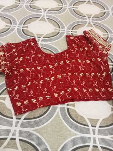 Embroidered Red Dupatta with Sequins