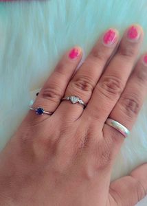 Combo Of 2 (92.5 Sterling Silver Ring With Hallmar