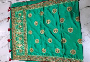 Green Embroidered Saree