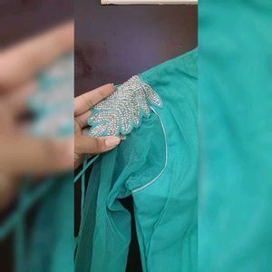 Elegant Green Embellished Ethnic Gown