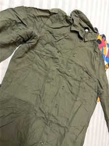 Olive Green Collared Button-Up Shirt