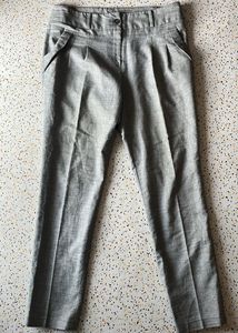 Gray Pleated Casual Pants-length-37