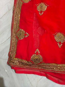 Stunning Red Embroidered Saree