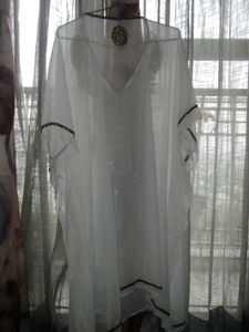 Long sheer White beaded kaftan 🦢✨