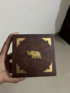 Wooden Trinket Box with Elephant Inlay
