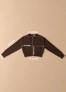 CHOCOLATE BROWN CABLE KNIT CROPPED SWEATER
