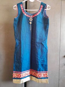 Teal Kurta Set with Red Dupatta