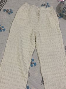 Cream Textured pants