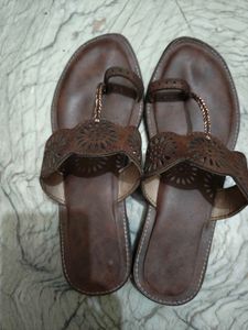 Brown Leather Ethnic Flats