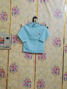 Baby Blue Ribbed Turtleneck Sweater