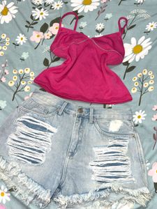 JUSTUSA Imported Authentic Light Wash Ripped Denim