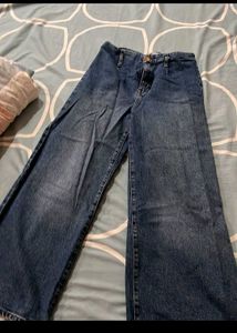 Wide Leg Blue Denim Jeans