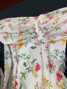 White Lily Off Shoulder Net Dress Stretchable