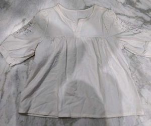 Elegant White Lace Sleeve Top
