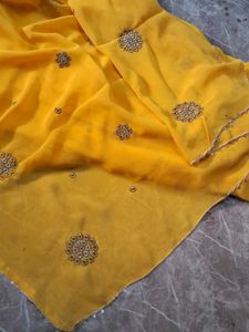 Yellow Embellished Saree