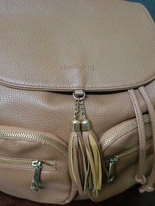 Brown Faux Leather Backpack