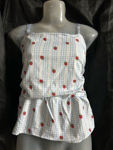 Cute Strawberry Gingham Cami Top