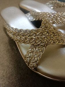 Stylish Embellished Gold Wedge