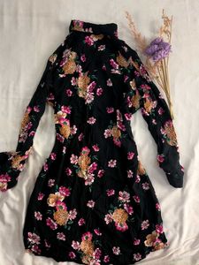 Boho Floral Print Mini Dress comes with belt