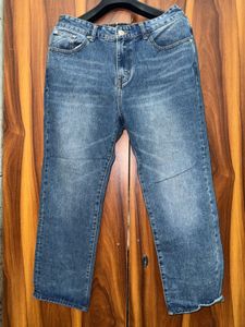 Rich Look Blue Denim Cropped Jeans