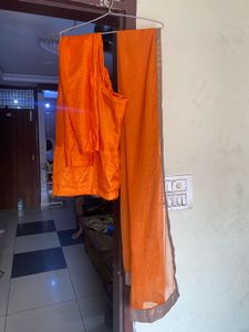 Vibrant Orange Anarkali Kurta Suit