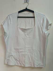 White Square Neck T-Shirt