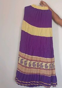 Purple & Yellow Tiered Maxi Skirt
