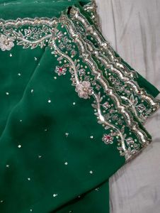 Emerald Green Sequined Saree