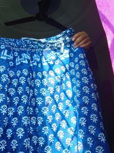 Blue &amp; White Patterned Ethnic Skirt