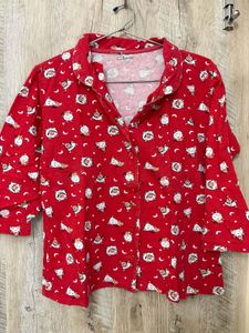 Cozy Red Christmas Pajama Top