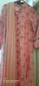 Peach Color Suit Set With Dupatta