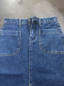 Denim Midi Skirt with Pockets