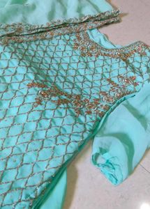 Elegant Teal Kurta Set with Embellishments