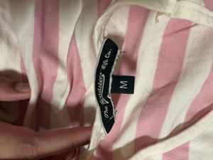pink white strips cute crop T-shirt womens
