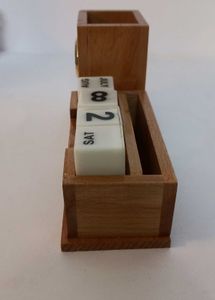 Wooden Day,Month And Date Organiser Pen Stand