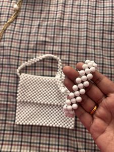 White Beaded Sling Bag