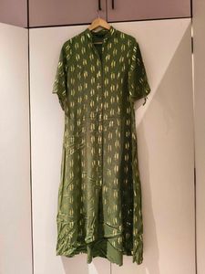 Green Kurta with Golden Print from Indya