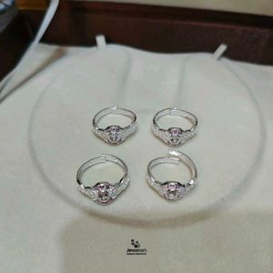 Sparkling Pure Silver Toe Rings Set One Pair